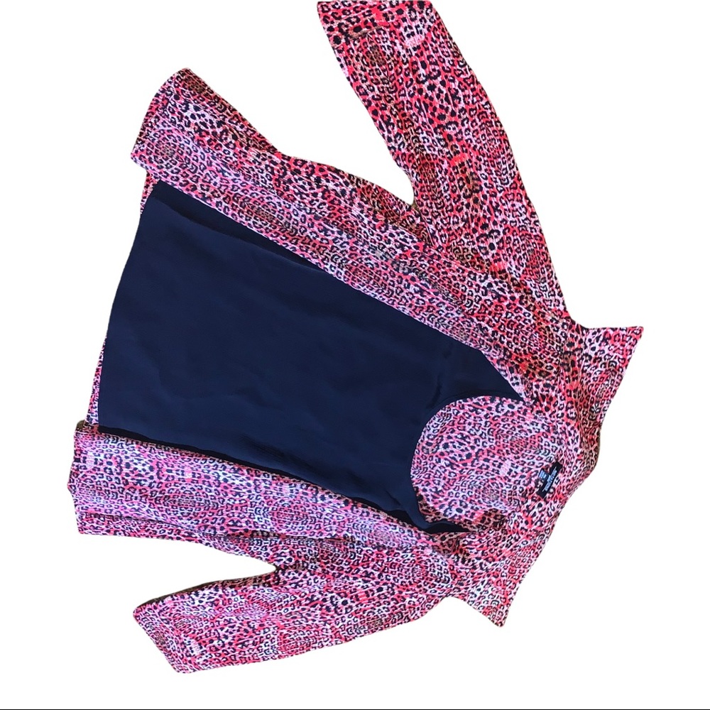 Notation Red Leopard Print Button Down Shirt, Siz… - image 5